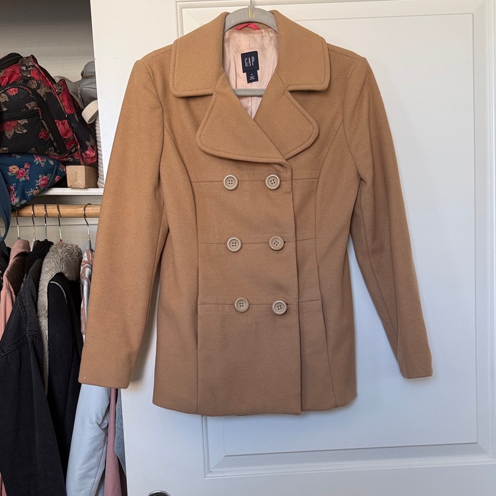 GAP Women's Tan Double-Breasted Peacoat